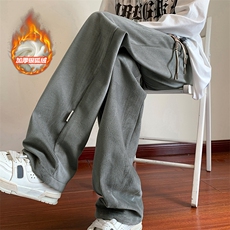 冬季港风丝绒雕花直筒裤大码男潮牌拖地裤K1131J加绒-P60控88，男装卫衣，电商A001