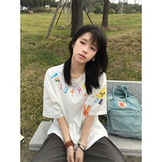 【有货】BK898CC-特P27创意卡通涂鸦印花短袖T恤男女，男装T恤，星座1007（原301D）