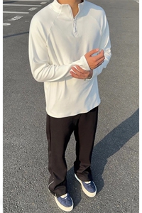 网图慎用 插肩袖半拉链双面德绒大码长袖T恤男T24508-特P25控48图片