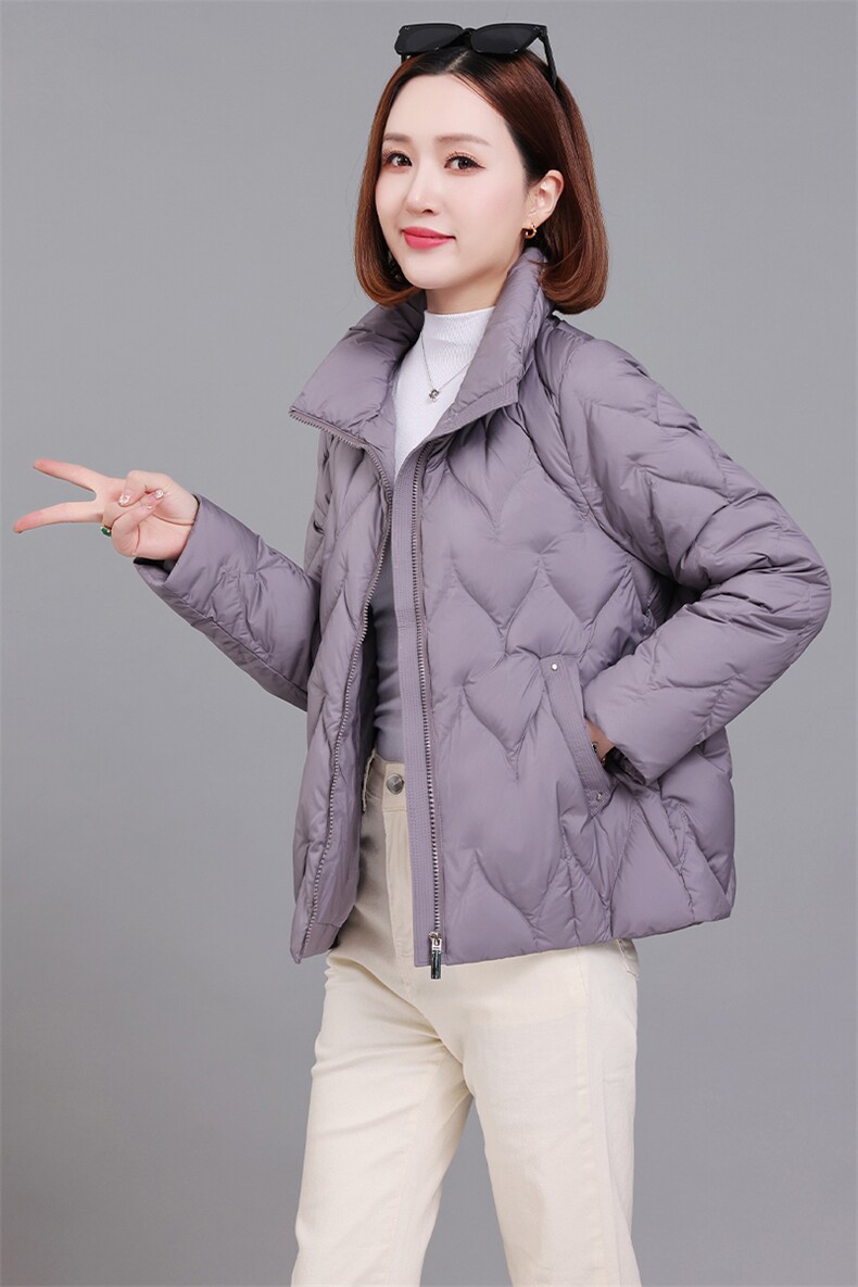 2024时尚保暖女士棉服立领宽松长袖纯色外套冬季,女装棉衣/棉服,深妍伊美