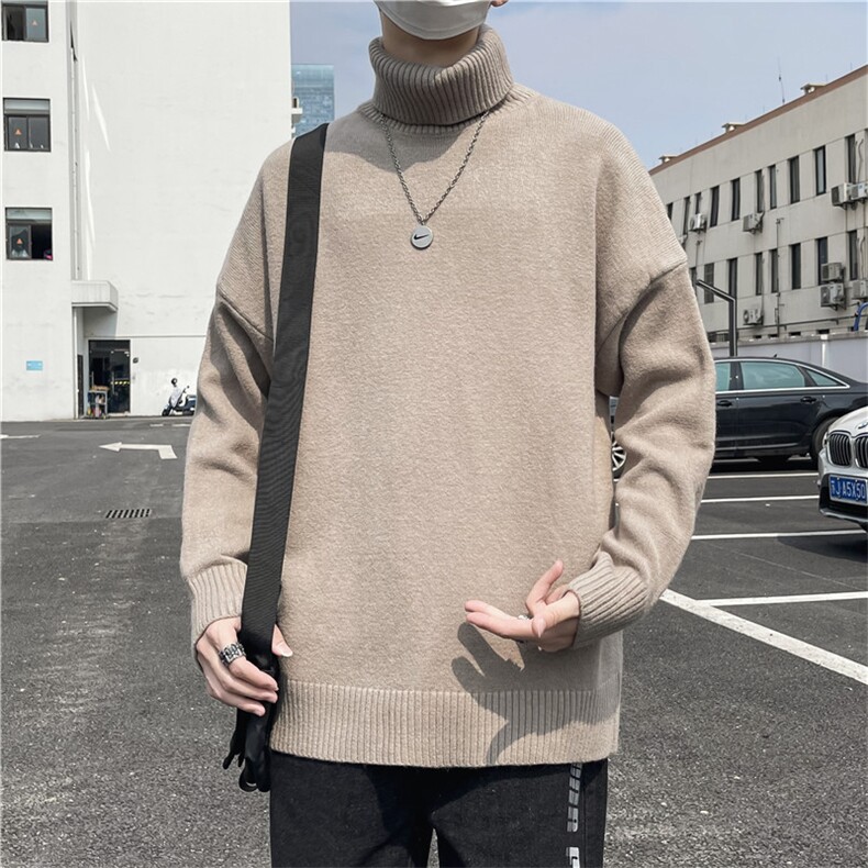大量现货高领毛衣男秋冬痞帅ins宽松情侣纯色休闲针织衫M182-P30,男装针织衫/毛衣,星座512-4