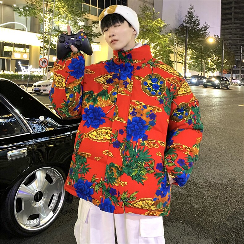 东北大花棉衣外套男冬季国潮民族风立领棉服潮牌棉袄情侣装面包服，男装棉衣，星座115A(原星座507）