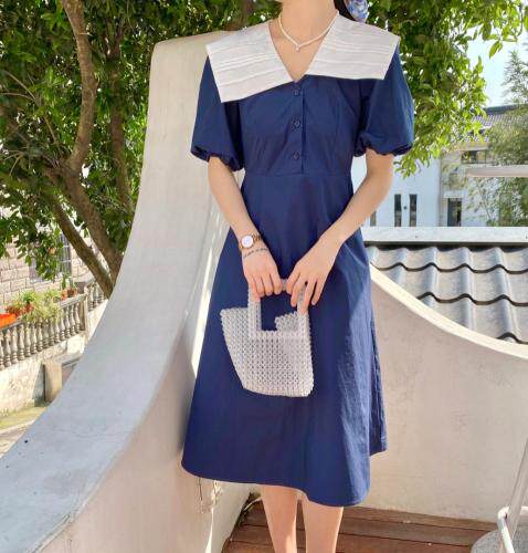 现货海军领连衣裙，女装连衣裙，NIY