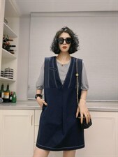 假二件套连衣裙ＭL，女装连衣裙，可纳奇