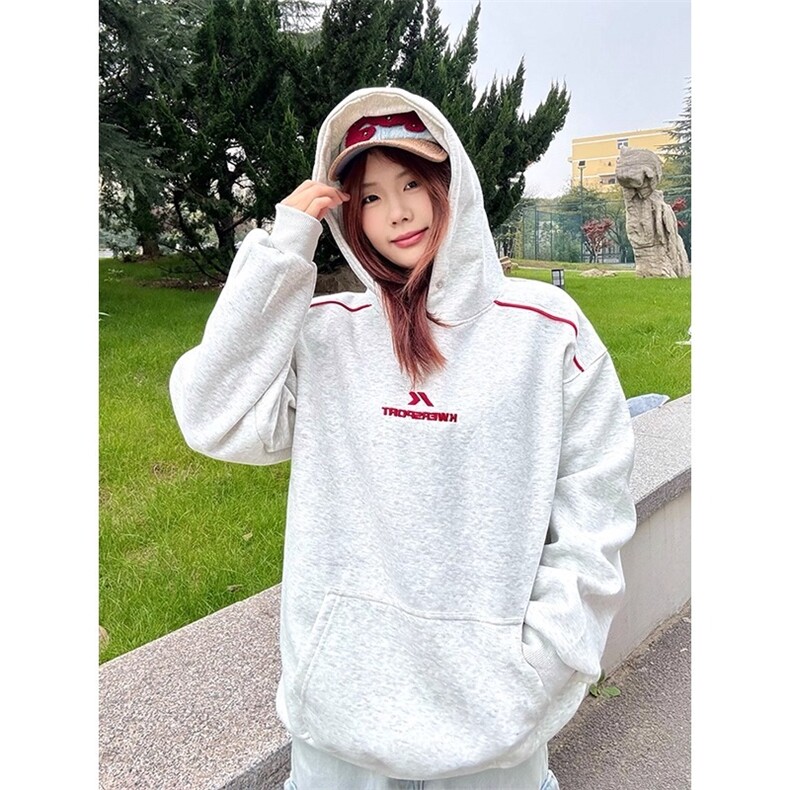 重磅刺绣连帽卫衣男秋冬美式复古潮牌硬挺帽衫情侣外套WYF15P46,女装短外套,星座1013-5