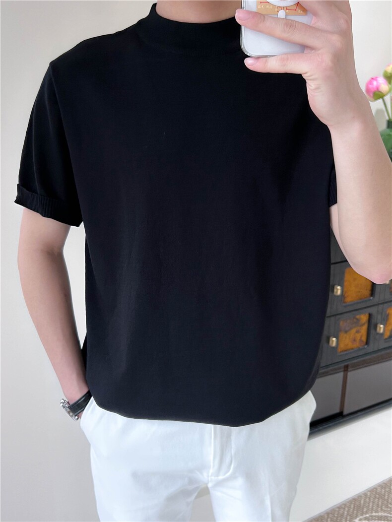 春夏针织短袖男生半高领T恤毛衣B2001-P45,男装T恤,星座1012-1