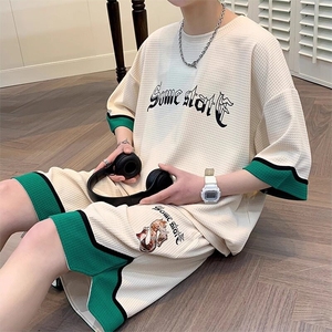 2026夏季新款T宽松港风大码情侣T恤男女短袖短裤运动休闲短图片
