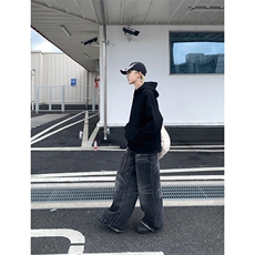 灰色cleanfit男生短款卫衣美式重磅连帽大帽衫廓形外套潮WY004P48，女装短外套，电商B312