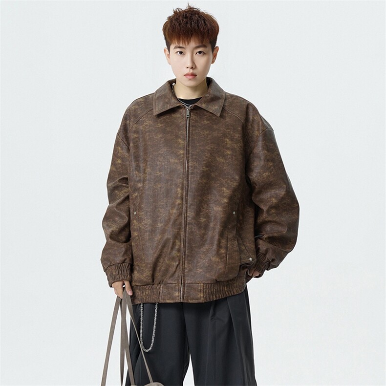 2026春季新款现货皮衣男翻领夹克外套DSA157B-JK7950-特P80图片