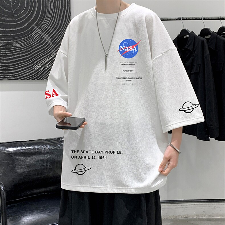 Q11243-P30NASA春夏季七分袖t恤男大码五分袖男短袖中袖   大皂风图片