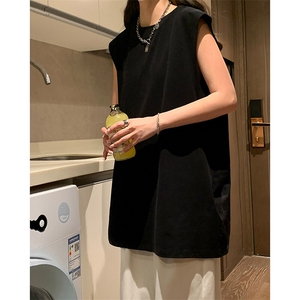 高街百搭宽松打底无袖T桖上衣日系潮流运动简约纯色背心HY48TP13图片