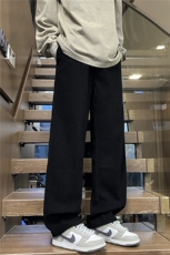 秋季新款宽松垂感阔腿休闲裤潮流莫尔绒直筒运动针织卫裤M563-P35，男装休闲裤，星座509