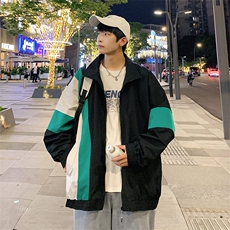 小牛津上衣夹克宽松落肩拼色棒球服外套XZ214-8JK703-P68，男装夹克，星座1204-3
