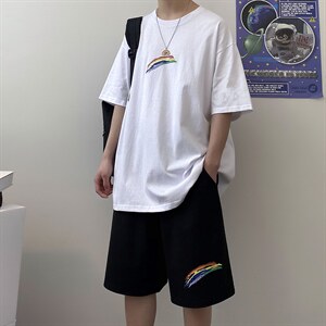 男短袖t恤套装夏季半袖2023新款男装夏装潮牌衣服A161-2-TZ02-P50，男装休闲套装，电商A161-2