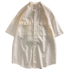 2023夏装毛毯纯色短袖衬衫男女休闲潮大码衬衣E811P55限78，男装衬衫，电商A089-1