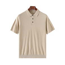 2025秋季新款纯色短款POLO领短袖套头衫通勤百搭，男装Polo衫，优麦羊绒（原洪叶羊绒）