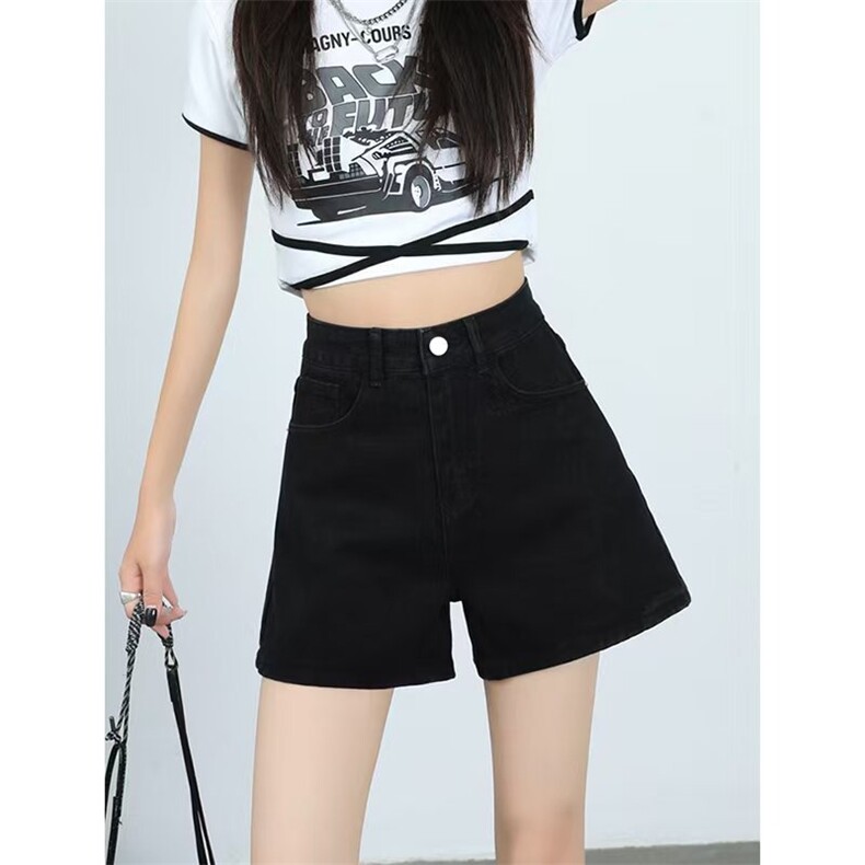潮流通勤宽松牛仔短裤女春夏新款高腰a字显瘦设计感阔腿牛仔热裤,男装牛仔裤,星座1210-1