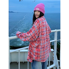 宽松休闲刺绣长袖衬衫情侣男女衬衣D328-WW08-P58，男装衬衫，电商D328