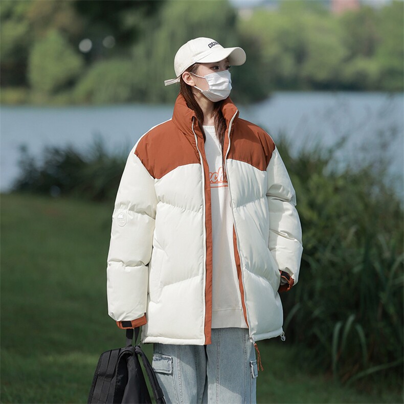 港风潮牌新款拼色立领棉服潮流保暖棉衣M071-P85控118图片