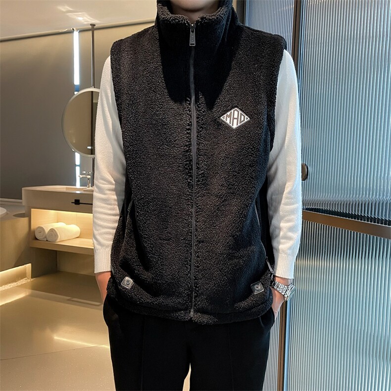 2024冬季加厚羊羔毛立领棉马甲背心外套男M505-p110控165,男装背心/马甲,电商D303