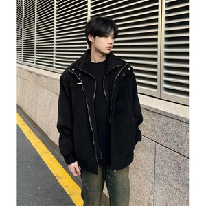 假两件毛呢外套男女冬季新款情侣宽松高街加厚棉衣 JW9296图片