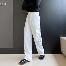 白色阔腿裤男秋季新款宽松显瘦直筒裤高腰运动休闲裤A345-285-P95，男装休闲裤，电商A345