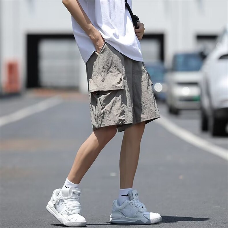 机能工装短裤男士夏季薄款大码宽松裤衩美式潮牌休闲速干五分裤,男装休闲裤,星座716-4