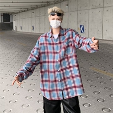 格子衬衫男士韩版潮流宽松百搭2024秋季新款ins帅气外套CY969-P38，男装衬衫，星座412-3