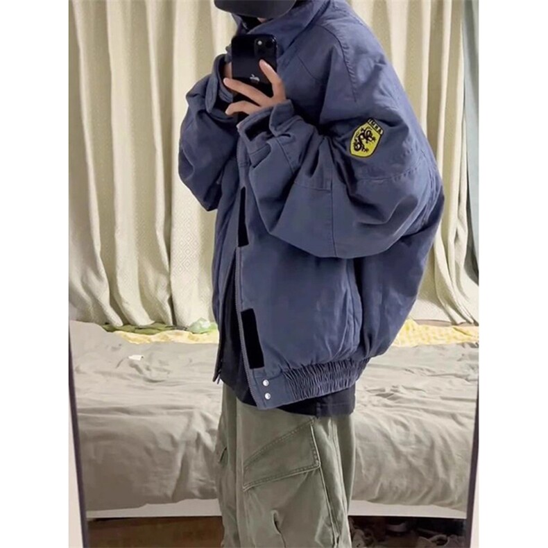 藏蓝色帆布外套底特律工装飞行员夹克棒球服JK783特P97,男装夹克,星座908-1