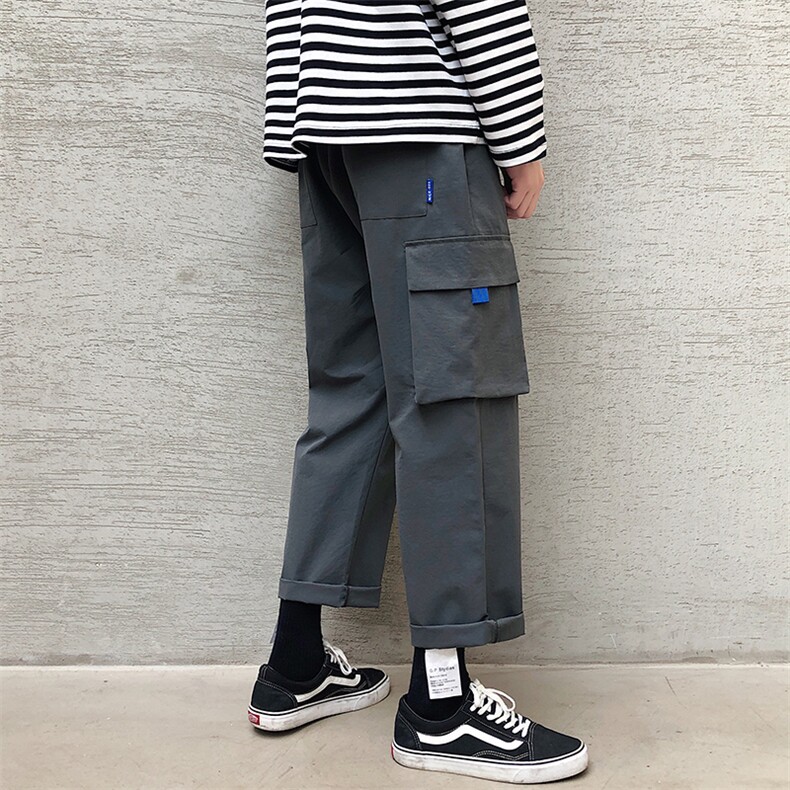 加绒港风2021九分裤男潮流宽松运动休闲工装裤5106-P30加绒批35,男装休闲裤,星座718-1
