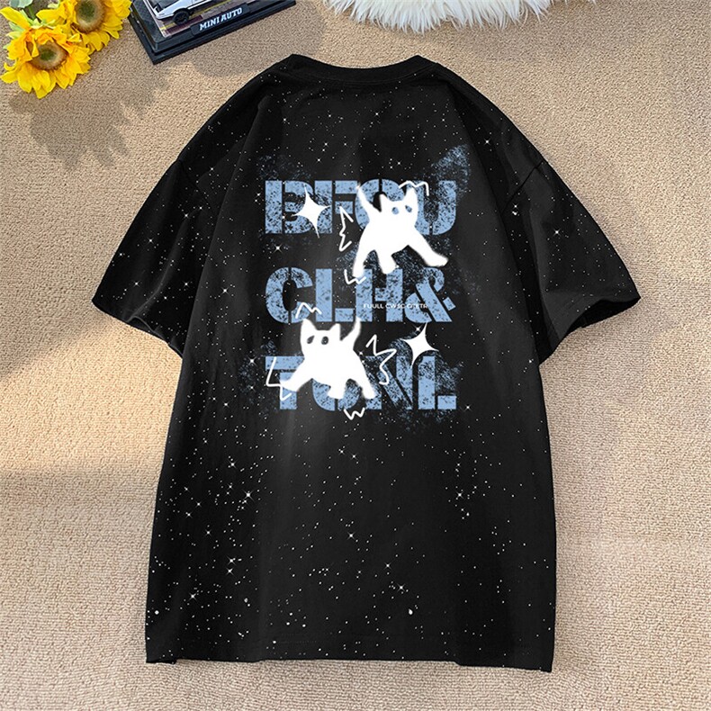 可48小时发货支持抖音得物来样二开美式满天星亮片短袖T恤MTX667,男装T恤,电商A486