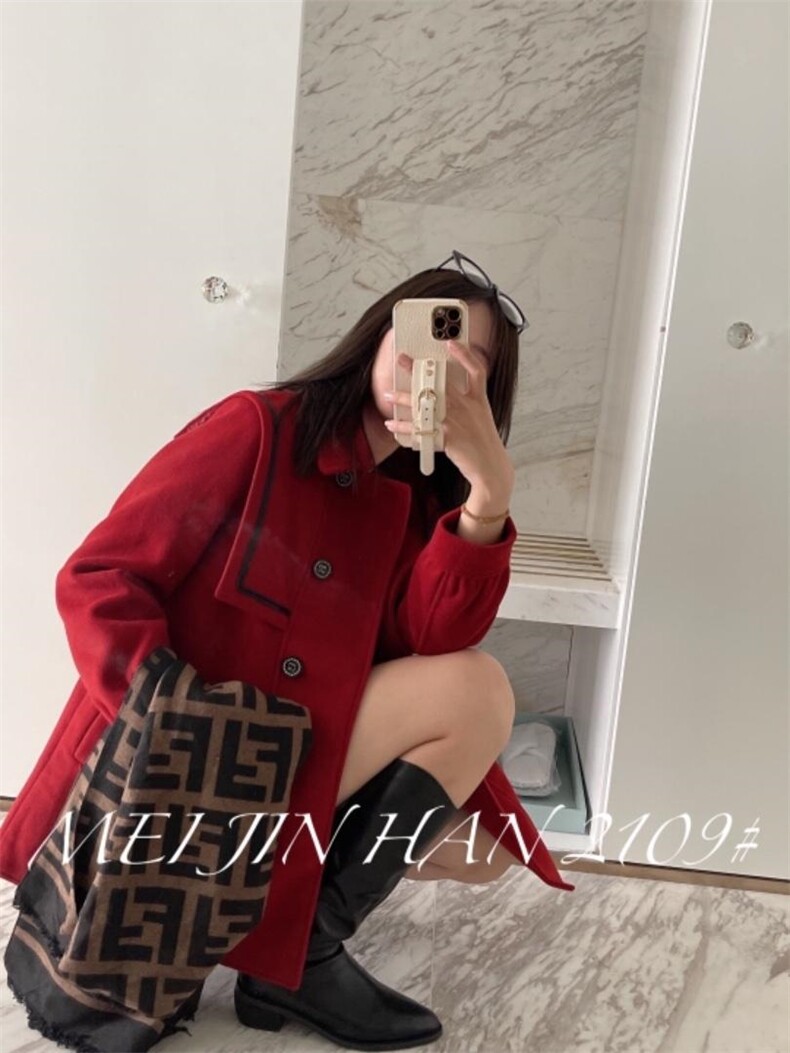 美巾涵5121学院风中长款呢子外套，其它，美巾涵