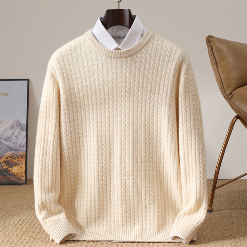 新款男士羊毛衫秋季时尚都市圆领休闲毛衣高品质保暖针织衫男装，男装羊毛衫，冬季工坊