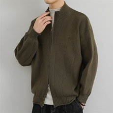 韩版开衫外套男高级感秋季新款潮牌立领夹克宽松毛线衫MY7002P80，男装针织衫/毛衣，星座914