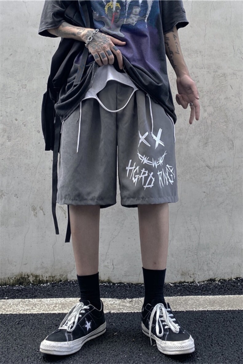 K694-P25现货ins高街休闲字母印花宽松运动男阔腿五分短裤,男装休闲裤,星座512-2