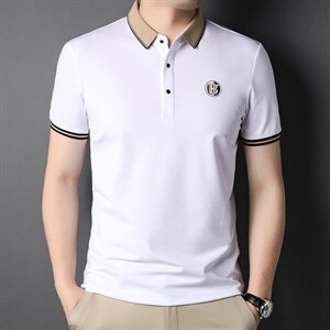 爸爸夏装冰丝短袖T恤男中年POLO衫夏季中老年人上衣透气半袖体恤图片