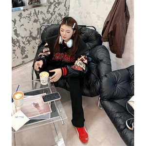 新款刺绣拼皮棒球服欧美男女青少年街头时尚夹克外套 JK45图片