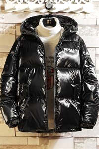 2021冬季新日系砖墙大码潮男亮面包服保暖连帽棉衣棉袄M737-P75图片