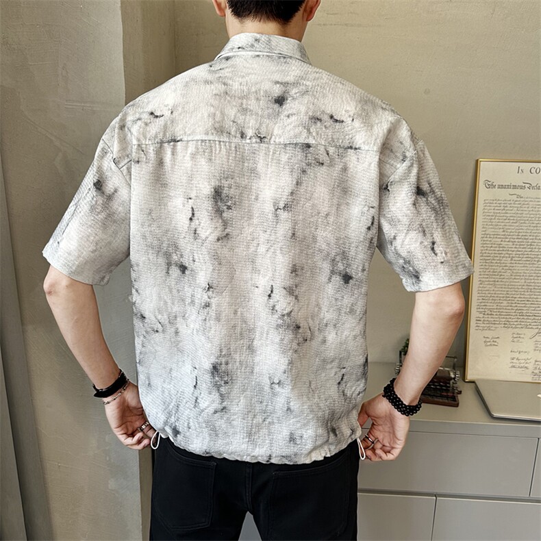 夏季新款男士中袖衬衫时尚百搭休闲衬衣薄款上衣C5286-P58,男装衬衫,电商A237