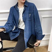 牛仔刺绣衬衫外套，必补单，女装衬衫，Y·Z 羽倬