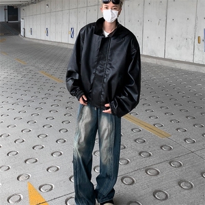 美式复古cleanfit短款皮衣外套男休闲宽松皮夹克图片
