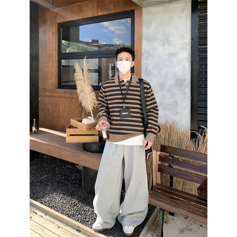 【现货】DMY305-批65原版高克重北极绒复古条纹针织POLO衫毛衣,男装针织衫/毛衣,星座603-2
