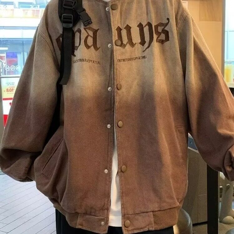 J3315-P67春秋季新款复古牛仔外套男生青少年美式棒球服学生,男装工装外套,电商B323A