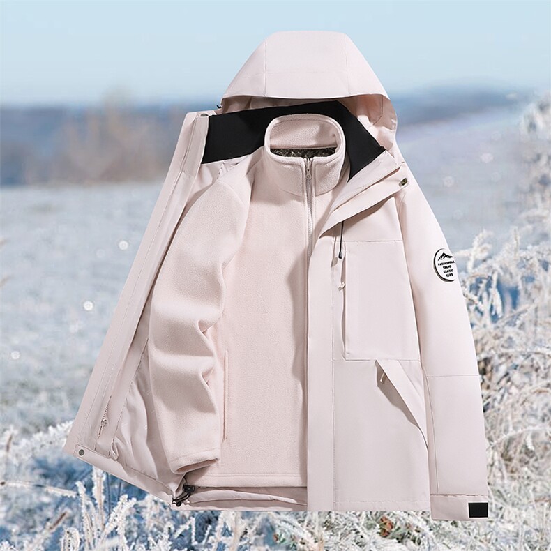 户外连帽男女新款三合一防风防水登山服软壳保暖外套H6188-P90,男装棉衣,星座1403A