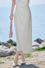 2025夏装设计感不规则高腰中长款百搭钉珠半身裙，女装半身裙，时尚俏佳人