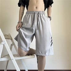 美式oversize凉感冰丝条纹撞色拼接短裤X416B-1-DK3082-特P28限48，男装牛仔裤，星座416B-1
