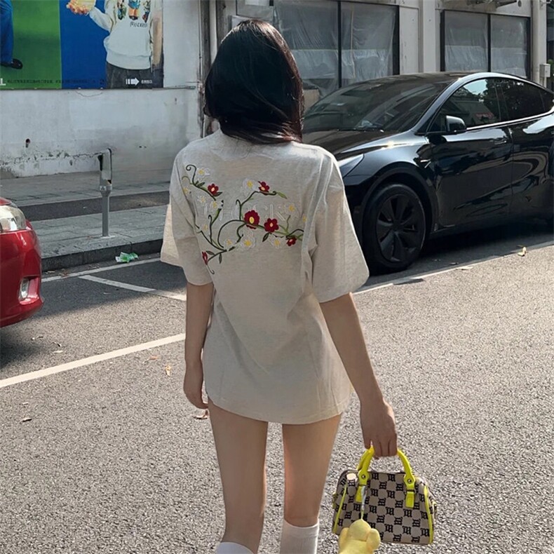 万针全刺绣工艺 高品质260克双纱纯棉美式高街短袖T恤 特P33图片