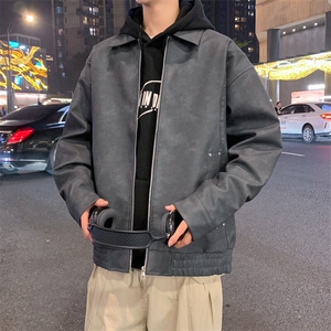 美式复古翻领皮衣外套男美拉德高级感麂皮绒情侣夹克A02518-P85图片