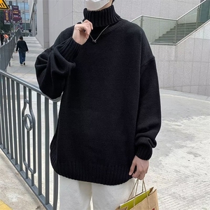 高领毛衣男女秋冬季慵懒风宽松针织衫ins潮牌高街大码外套M20-P30图片