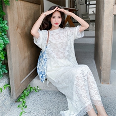 现货【新品】韩系蕾丝拼接花边半裙套装裙L619-P130-K198，女装套装/套裙，2C317